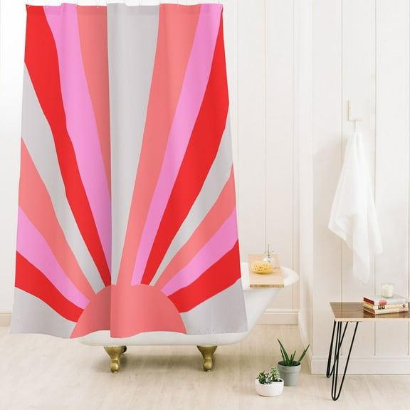 Society6 Sunshinecanteen Sunshine Love Coral Shower Curtain 71" x 74"