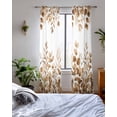 thumbnail image 3 of Brown Yellow Eucalyptus Leaves Sheer Curtains 84 Inch Length 2 Panels Set for Living Room/Bedroom, Watercolor Spring Summer Botanical Kitchen Curtains Grommet Curtains Window Treatments 42"x84"x2, 3 of 7