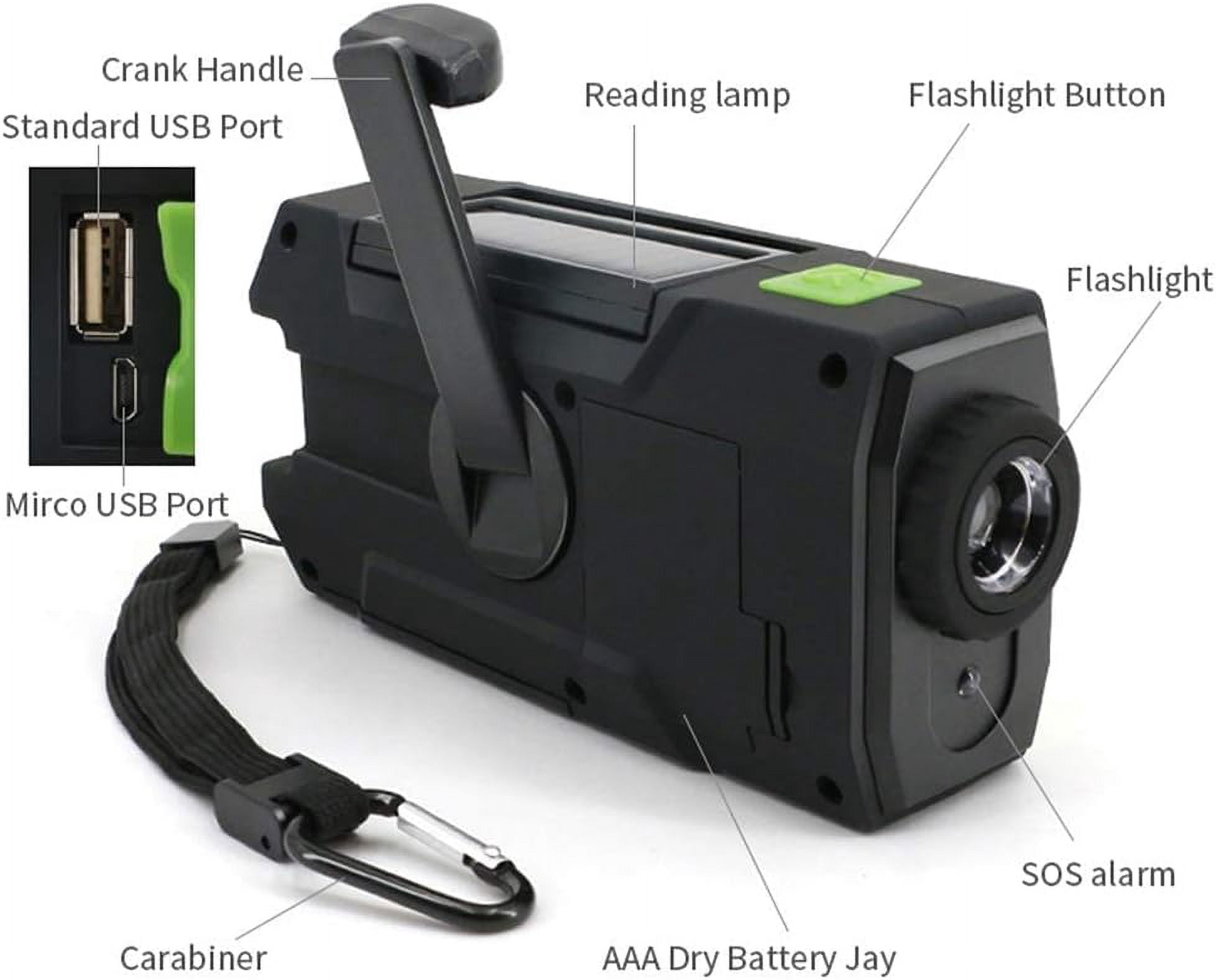 Emergency Weather Radio, 5000mAh Solar Hand Crank USB Charging Portable AM/FM/NOAA Radio, SOS Alarm & Flashlight for Indoor/Outdoor Emergencies
