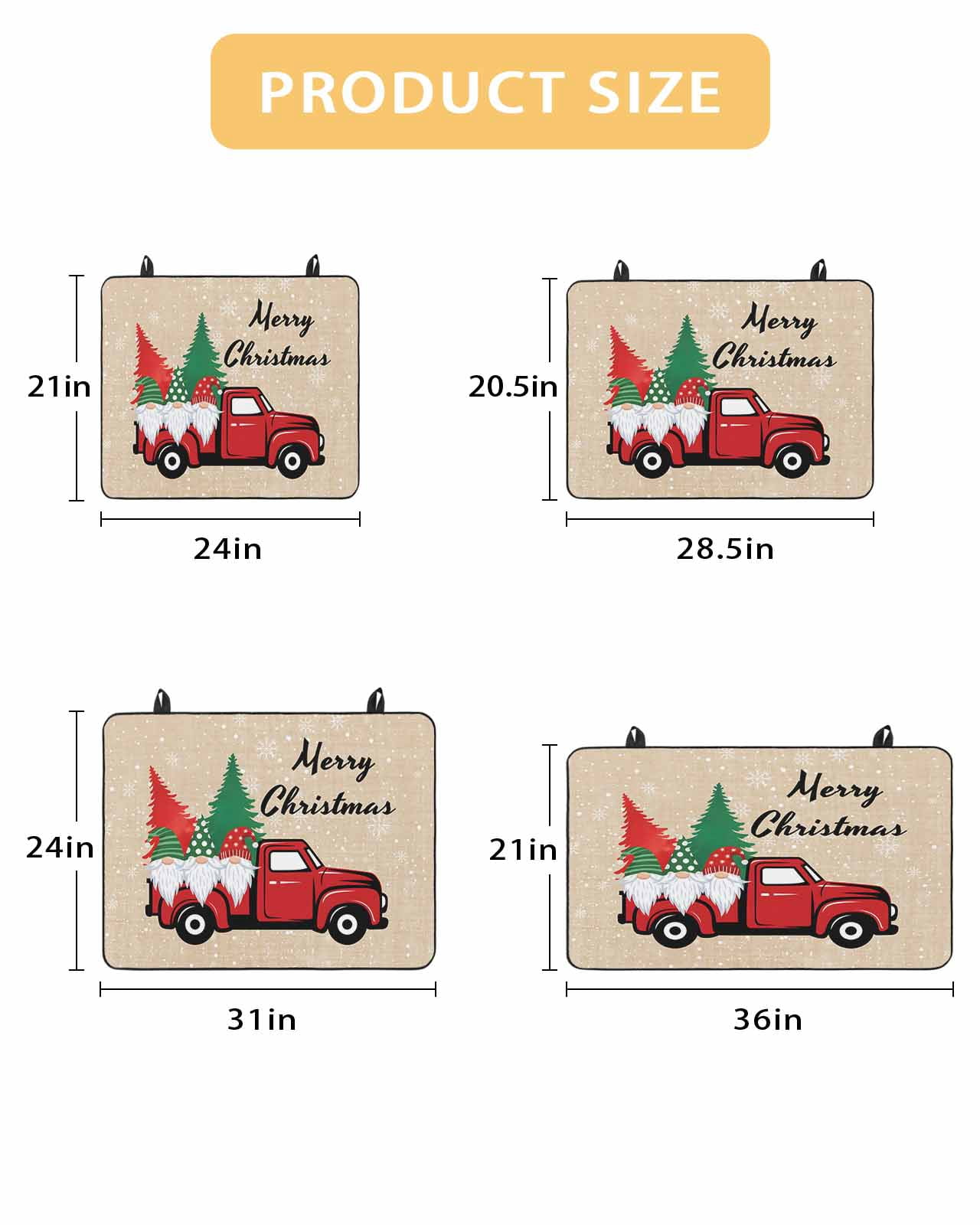 Large Induction Cooktop Protector Mat Red Christmas Stove Top Covers for Electric Stove, Truck Gnomes Xmas Tree Snowflake Winter Decorative Stove Burner Cover Mats, Glass Top Stove Cover