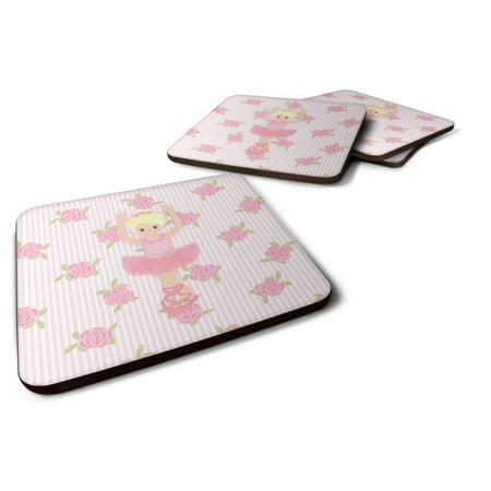 

Carolines Treasures BB5164FC Ballerina Blonde Front Pose Foam Coaster Set of 4 3 1/2 x 3 1/2 multicolor