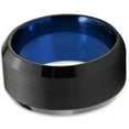 thumbnail image 2 of P. Manoukian Tungsten Wedding Band Ring 10mm for Men Women Blue Black Beveled Edge Brushed Polished Lifetime Guarantee Size 4, 2 of 3