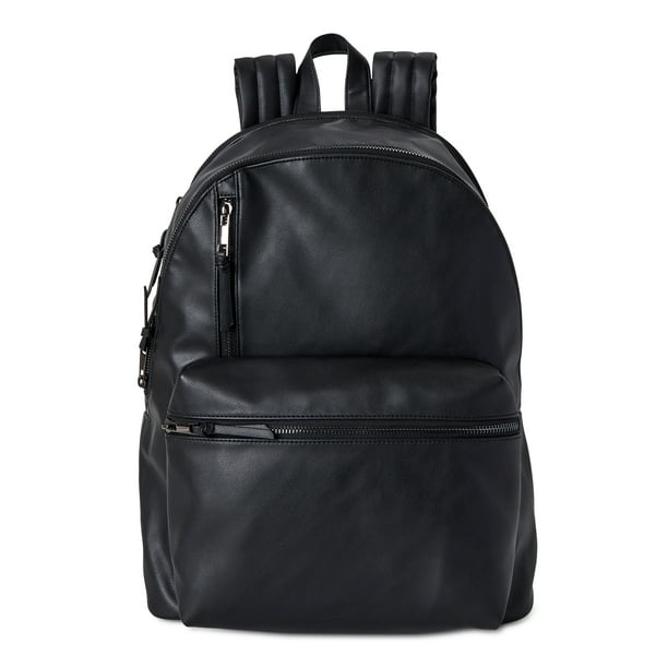 No Boundaries Women's Dome Zip Backpack Black Faux Leather - Walmart.com