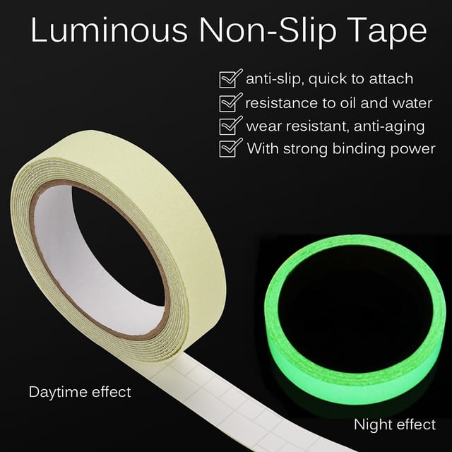 Fyearfly Cinta Luminosa, 3 Metros PVC Cinta Luminosa Antideslizante Antideslizante para escaleras, Piso, Seguridad, Advertencia, decoración, Cinta(2.5CM*3M)