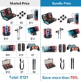 thumbnail image 3 of 27 in 1  Nintendo Switch Accessories Kit Bundle, Mooroer 2022 Gift Kit with Carrying Case, Dockable Protective Case Cover, Screen Protector, Steering Wheel, Joycon Grip & More (Black), 3 of 9