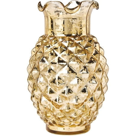 Flower Vase Online Purchase Luna Bazaar Vintage Mercury Glass Vase (6-Inch, Willa Ruffled Pineapple Design, Gold) - Decorative Flower Vase - For Home Decor and Wedding Centerpieces ()