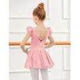thumbnail image 3 of Oudiya Girls Ruffle Sleeve Ballet Dance Dress Tutu Skirted Leotard, 3-11Y, 3 of 7