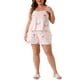 thumbnail image 1 of Pijamas de mujer de tallas grandes Agnes Orinda, conjunto de ropa de dormir con patrón de fresas, corazones y lazo, camiseta sin mangas y pantalones cortos 1X blanco, 1 of 6