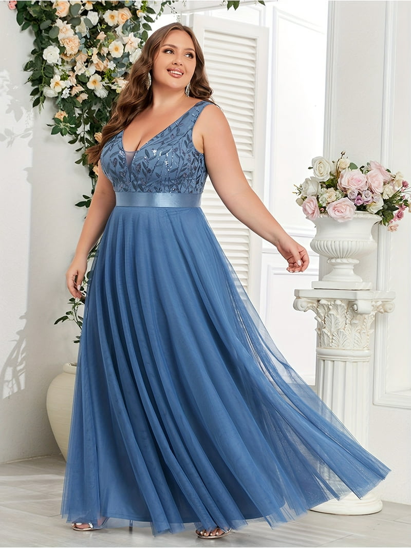 sachin and babi light blue dress Garnet Sequin Embroidered Blouson Gown - PLUS SIZE
