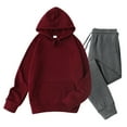 thumbnail image 5 of Jinhomg Sweatsuits 2 Piece Outfits for Men Solid Color Fleece Lounge Hoodie and Sweatpants Outfit Hooded Pullover Sweatsuits Jogger Sets, 5 of 7