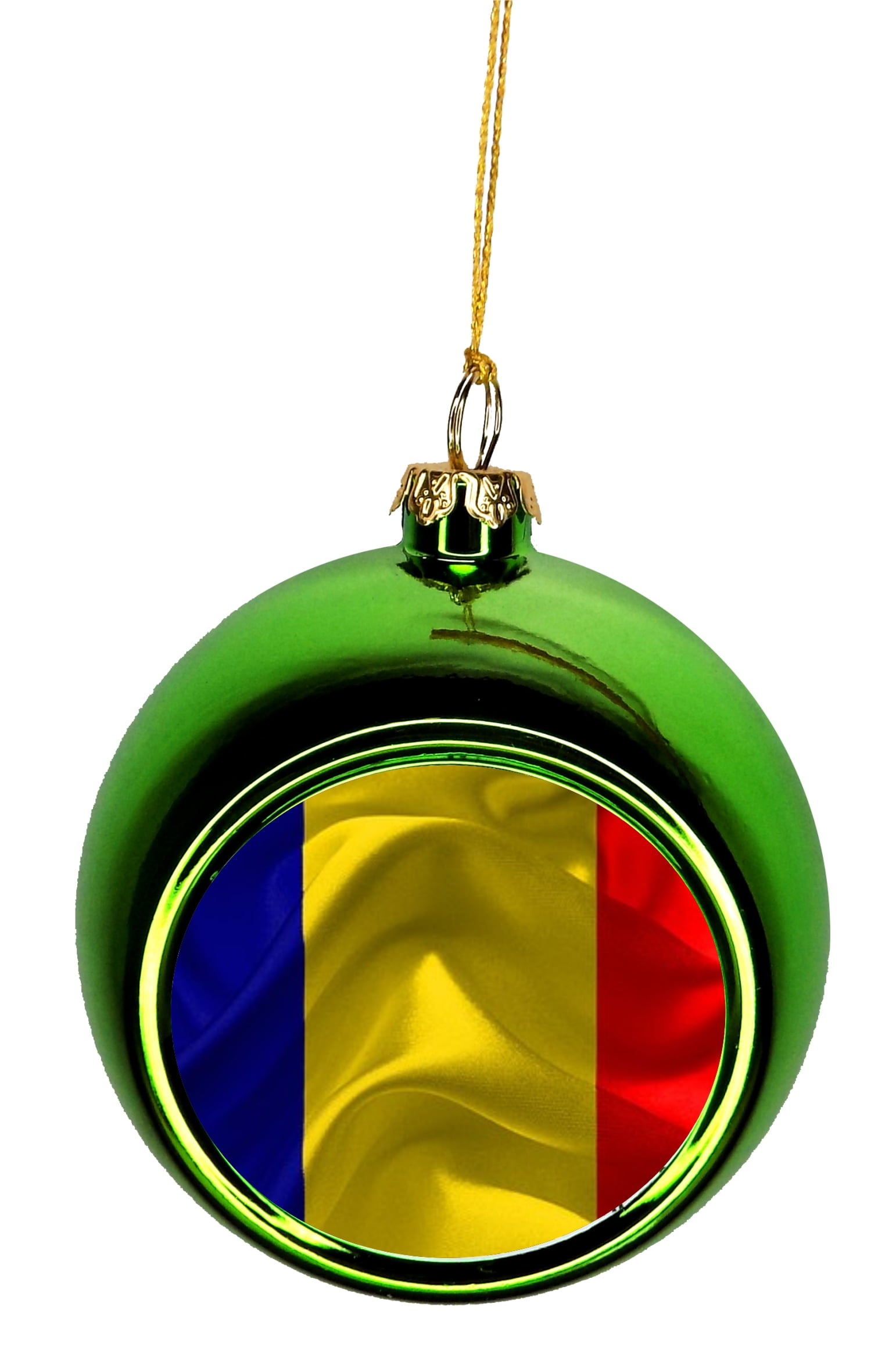 Flag Romania - Waving Romanian Flag Bauble Christmas Ornaments Green