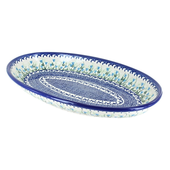 Blue Rose Polish Pottery Misty Oval Platter