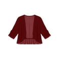 thumbnail image 6 of Yartina Womens Half Sleeve Sheer Mesh Shrug Cropped Bolero Cardigan Cover Up Burgundy 5XL, 6 of 7
