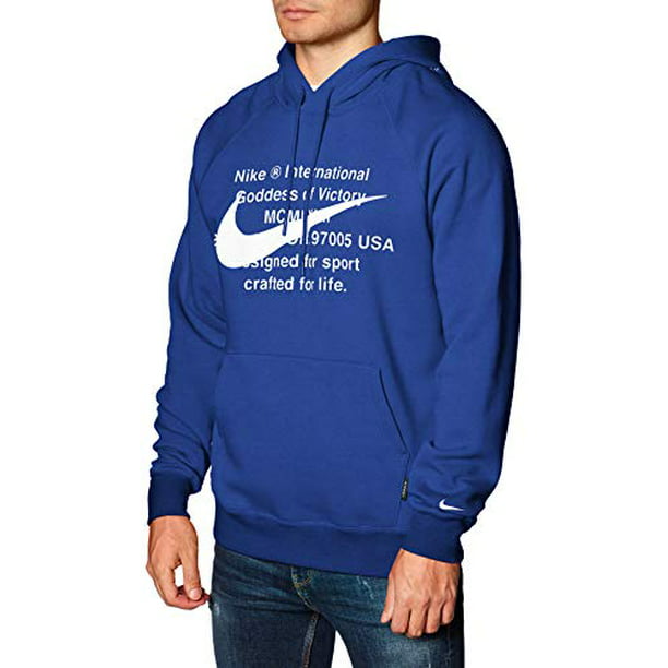 Nike NSW Swoosh For Life Pullover Hoodie Mens Active Hoodies Size XXL,  Color: Deep Royal Blue/White