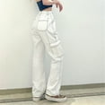 thumbnail image 6 of outfmvch jeans for women button high waist patchwork pocket elastic jeans slim denim pants for women cargo pants, 6 of 9