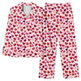 thumbnail image 4 of Ousvtion Clearance Deals Women's Valentine's Day Pajamas Sets Love Heart Print Sleepwear Valentines Two Piece Outfits Button Down Long Sleeve Loungewear Soft Tops and Bottom,C06-Multicolor,Medium, 4 of 5