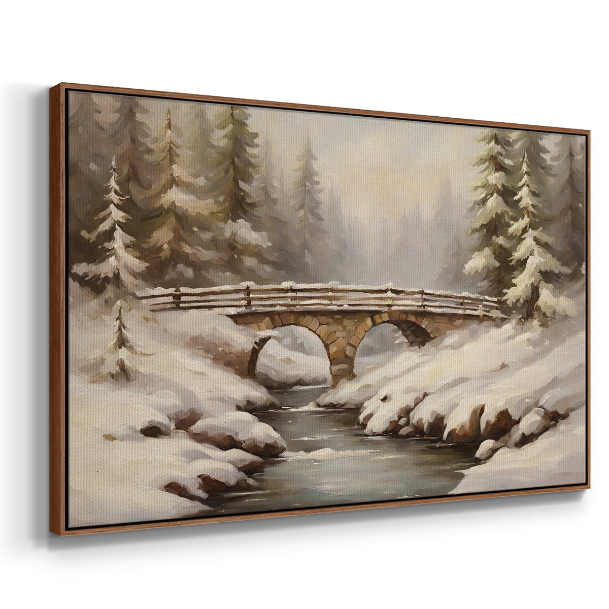 Vintage Landscape-CLXXVI By Wexford Home Framed in Walnut Wood Gallery Wrapped Canvas 25 in. x 37 in.