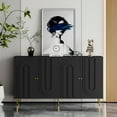 thumbnail image 2 of Modern Lacquered 4 Door Wooden Cabinet Sideboard Buffet Server Cabinet Storage Cabinet for Living Room, Entryway, Hallway, Office, Kitchen and Dining Room (Black), 2 of 10