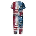 thumbnail image 4 of 4th of July Pajama Set for Women Patriotic Red Blue and White Print Pajama Sets Independece Day Short Sleeve Top Capri Pant Pjs Set with Pockets, 4 of 6