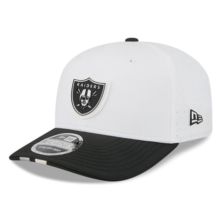 Men's New Era  White/Black Las Vegas Raiders 2025 NFL Training Camp 9SEVENTY Adjustable Hat