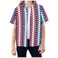 thumbnail image 2 of FINALGANG Boys Girls Independence Day Polo Shirts Kids Teen Holiday Fashion Prin Short Sleeve Button Front Collared Top For Daily Wear Blue 3-4 Years, 2 of 4