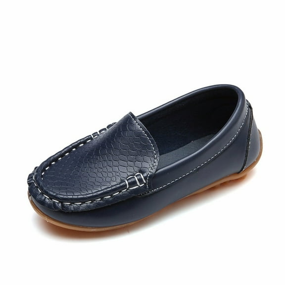 Boys Girls Soft Leather Loafers Comfortable Dress Flats Slip On Oxford Casual School Walking Boat Shoes