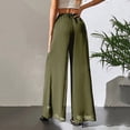 thumbnail image 6 of Costeam Womens Chiffon High Waist Wide Leg Pants Full Inner Lining Side Slip Pockets Full Length Lightweight Flowy Loose Straight Casual Dress Trousers, 6 of 7