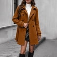 thumbnail image 6 of TGSLY Women's Wool Blend Coat Soft Notched Lapel Double Breasted Button Long Sleeve Jacket Casual Solid Color Mid-Length Belt Winter Outerwear XXL, 6 of 9