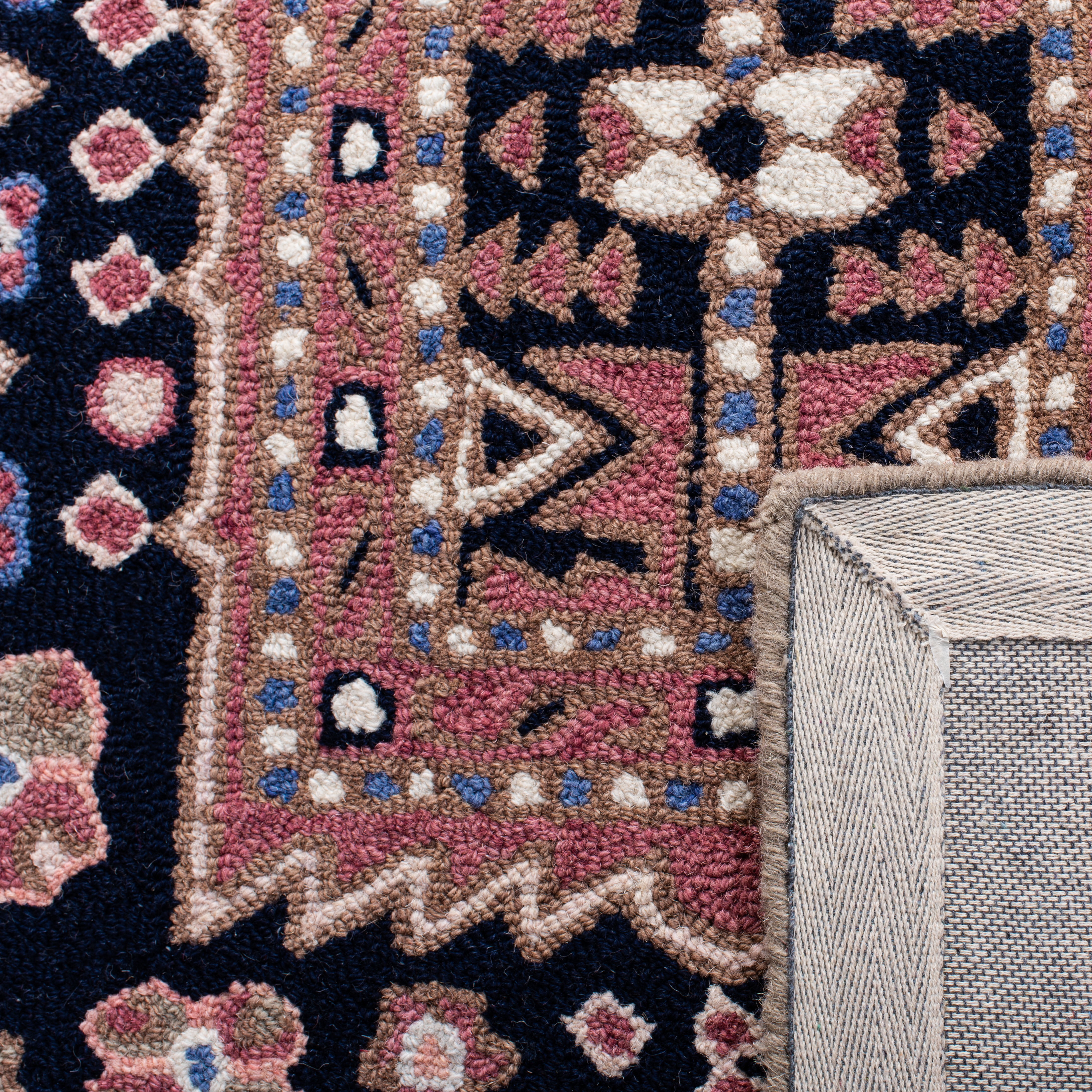 SAFAVIEH Bellagio Petar Geometric Wool Area Rug, Black/Navy, 6' x 9'