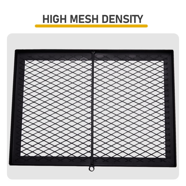 Swivel Campfire Grill Skillet Combo, Portable Heavy Duty Camping Grill Grate with Height Adjustable Grill Grate and Grill Pan and Carry Bag, Black