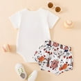 thumbnail image 3 of Fortune 2Pcs Baby Boy Girl Baseball Printed Bodysuit PP Shorts Infant Summer Outfits, 3 of 8