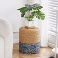 thumbnail image 3 of Tcbosik 13.78" Handwoven Pouf Ottoman Stool for Farmhouse & Boho Decor - Versatile Accent Seat, No Assembly Vanity Stool and Footrest (Natural+Blue), 3 of 6