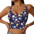 thumbnail image 2 of Lsque Colorful Jellyfish Printed Women'S Sports Bra, Compression, Moisture Wicking, High-Impact Sports Bra For Women,Supportive sports bra-Medium, 2 of 9