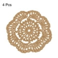 thumbnail image 3 of Crochet Doilies, 4Pcs 4" Cotton Woven Fabric Coasters, Lace Round Handmade Coasters with Floral Pattern for Wedding Party Decoration (Light Coffee), 3 of 5