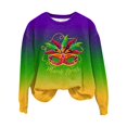 thumbnail image 4 of Yuwull Womens Mardi Gras Shirt Stripe Tuesday Tee Shirt New Orleans Carnival Party Long Sleeve Shirts Top, 4 of 5