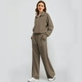 thumbnail image 5 of Scacto Women's 2 Piece Outfits Lounge Hoodie Set Oversized Half Zip Pullover Sweatshirt Wide Leg Sweatpant Sweatsuit Tracksuit with Pockets, 5 of 7
