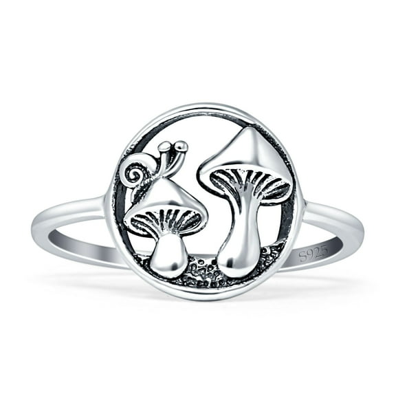 Mushroom Snail Oxidized Rings 925 Sterling Silver Size 5