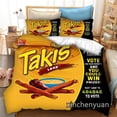 thumbnail image 4 of Juego de cama con estampado 3D de Snacks Takis de Phechion, fundas de edredón, fundas de almohada, juegos de cama con edredón de una pieza, ropa de cama, lino K275, 4 of 4