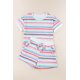 thumbnail image 1 of ABPHQTO Conjunto de camiseta y shorts enrollables de rayas multicolor para mujer, 1 of 5