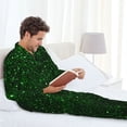 thumbnail image 6 of Naloa Green Sparkling Men’s Pajamas Set - Long Sleeve Button Down Sleep Shirt and Pajama Bottoms Sleepwear Set-X-Large, 6 of 7