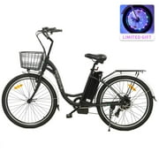ECOTRIC Electric City 350 W Motor Cruiser Bicycle 26" 20 MPH Cityscape with Basket Removable Lithium Battery Step Through E-bike Commute for Adult Female Male Pedal Assist A-E516646