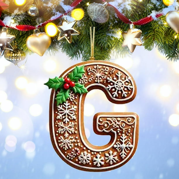 Seyotauo 26 Gingerbread Alphabet Letter Ornaments, Christmas A to Z Letters - Xmas Tree Hanging Ornaments for DIY Crafts