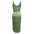 thumbnail image 4 of hirigin Women Summer Midi Dress V-Neck Sleeveless  Solid Color Slim Fit Sling Irregular Dress with Tie Knot Belt, 4 of 5