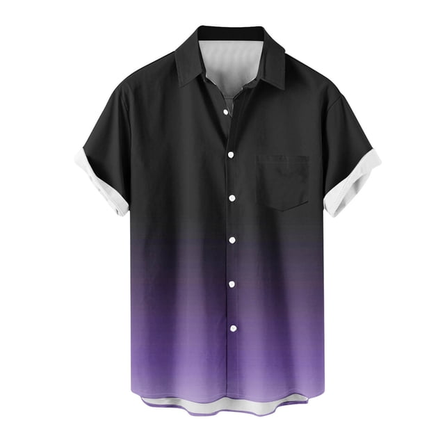 fatyb Button down Shirts for Men Short Sleeve Lightweight Beach Shirts Summer Gradient Collar Blouses