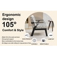 thumbnail image 2 of Mid-Century Modern Lounge Armchair - Embroidered Fabric, Beige &amp; Grey - Living Room Seat. Rubberwood Frame, 350lb Capacity, Study Accent Chair. 27.5" Wide., 2 of 32