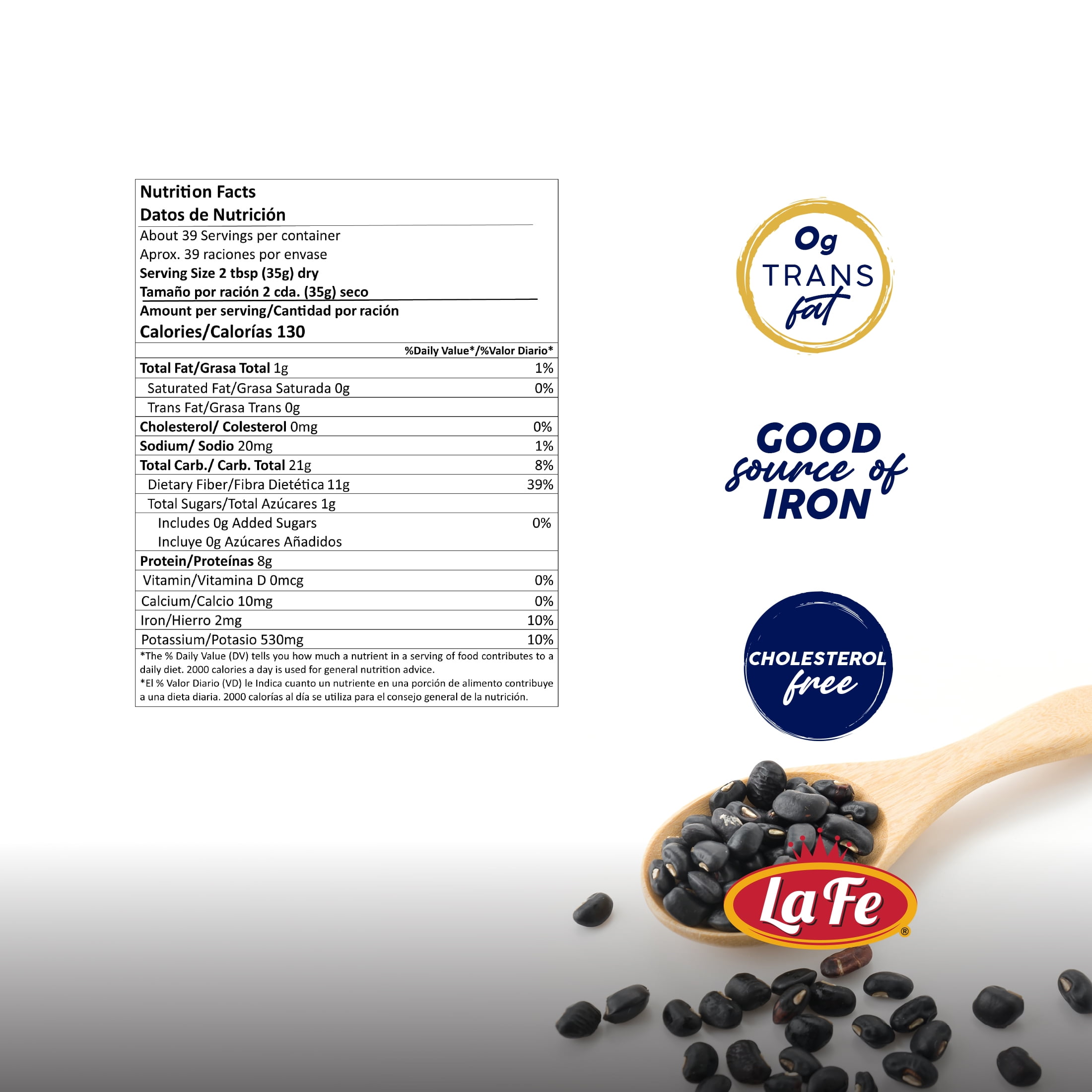La Fe Black Beans 3 lbs Bag