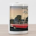 thumbnail image 3 of Austin Ceramic Toothbrush Holder, Retro Grungy Classical Red American Car and City Landmarks Welcome to Texas Greeting, Decorative Versatile Countertop for Bathroom, 4.5" X 2.7", Multicolor, 3 of 4