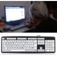 thumbnail image 4 of Teclado con cable USB con soportes plegables, teclado de baja visión Teclado con cable USB para personas mayores con teclas de impresión grandes blancas para escritorio, computadora, PC Fokelyi CZDZ-ZC160, 4 of 6