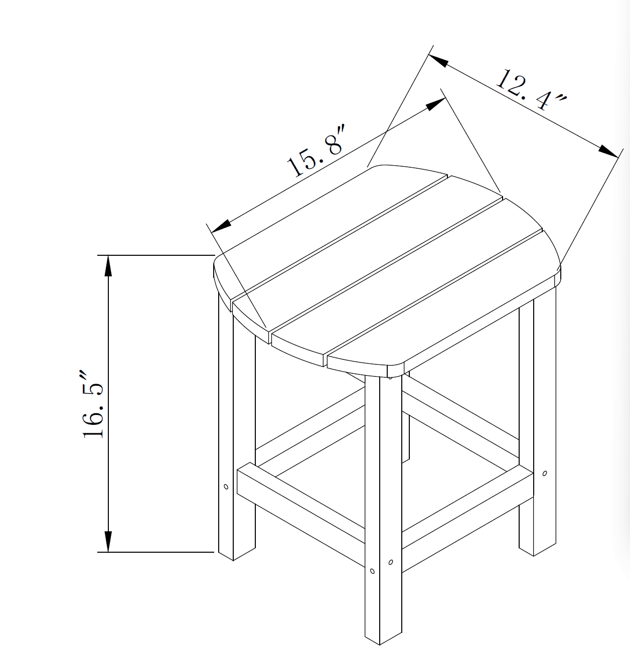 Adirondack Side Table 15x15x18 Inch Recycled HDPE Weather UV Resistant for Patio Garden Poolside