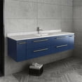 thumbnail image 5 of Fresca Lucera 60" Royal Blue Wall Hung Modern Bathroom Cabinet w/ Top & Single Undermount Sink, 5 of 12